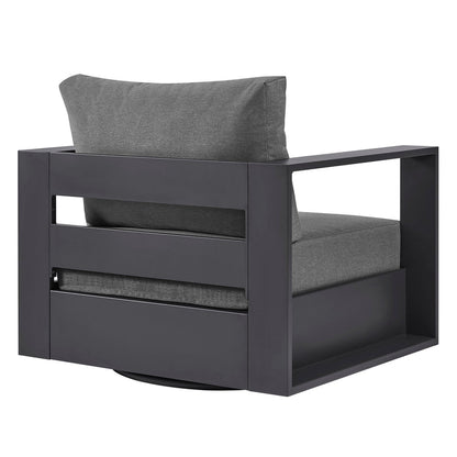 Tahoe Outdoor Powder-Coated Aluminum Swivel Armchair - Gray Charcoal