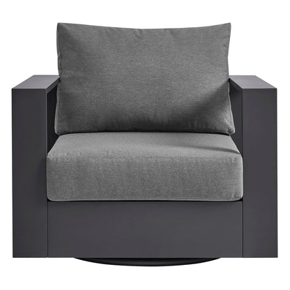 Tahoe Outdoor Powder-Coated Aluminum Swivel Armchair - Gray Charcoal