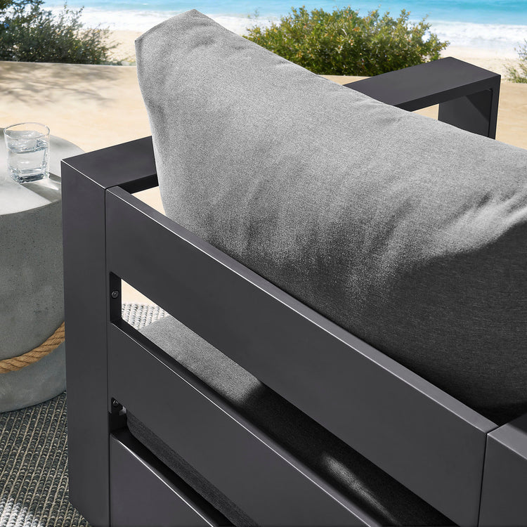 Tahoe Outdoor Powder-Coated Aluminum Swivel Armchair - Gray Charcoal