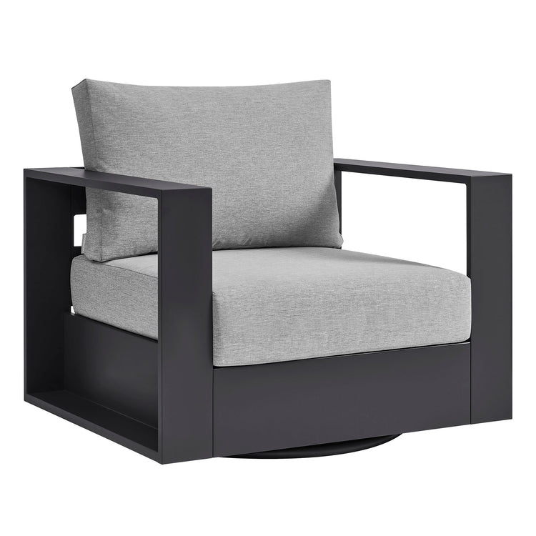 Tahoe Outdoor Powder-Coated Aluminum Swivel Armchair - Gray Gray