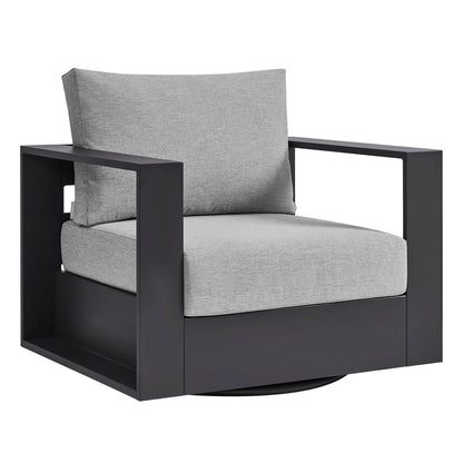 Tahoe Outdoor Powder-Coated Aluminum Swivel Armchair - Gray Gray