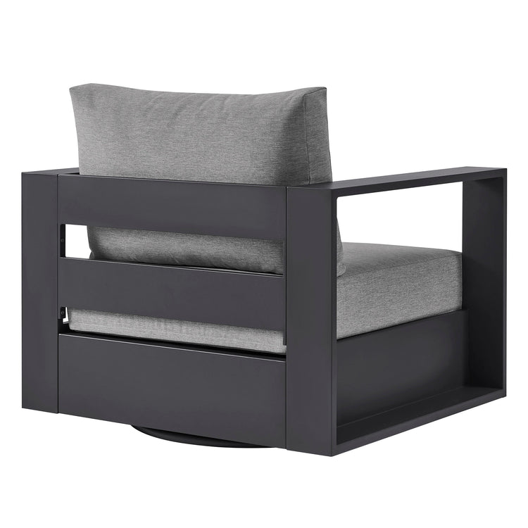 Tahoe Outdoor Powder-Coated Aluminum Swivel Armchair - Gray Gray