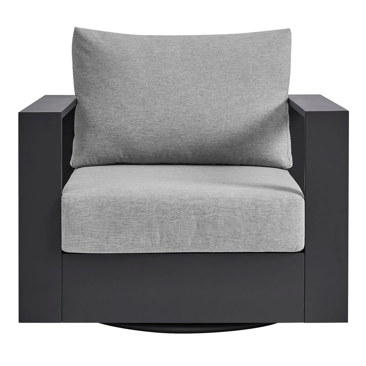 Tahoe Outdoor Powder-Coated Aluminum Swivel Armchair - Gray Gray