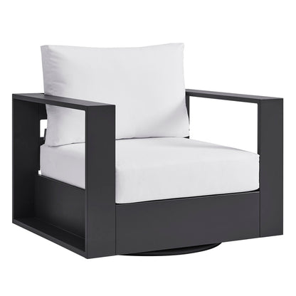 Tahoe Outdoor Powder-Coated Aluminum Swivel Armchair - Gray White