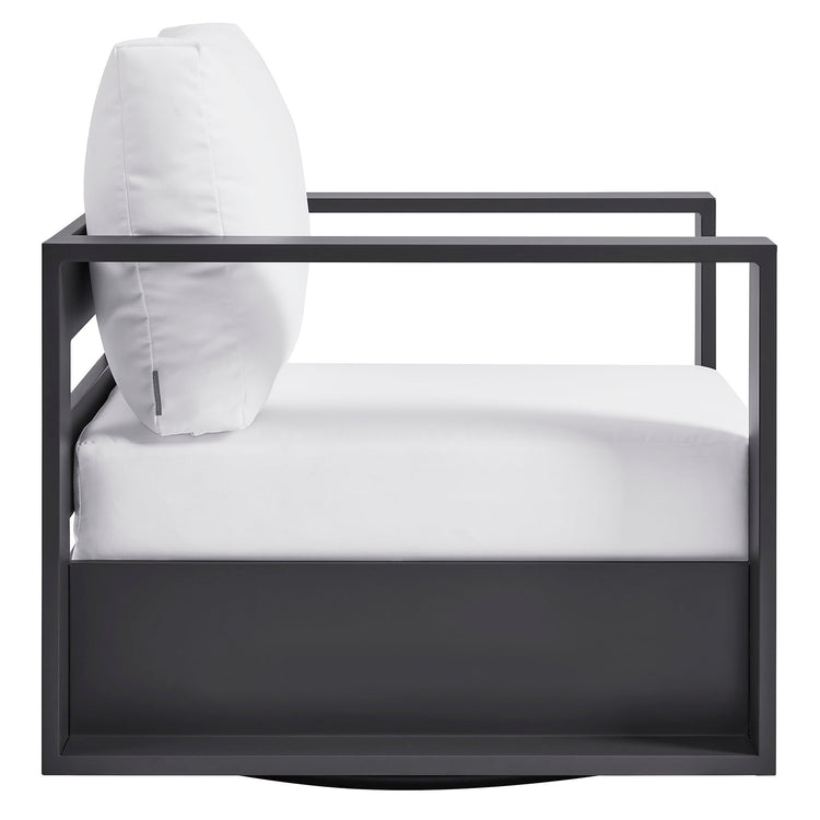 Tahoe Outdoor Powder-Coated Aluminum Swivel Armchair - Gray White