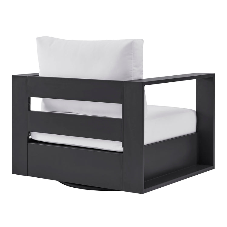 Tahoe Outdoor Powder-Coated Aluminum Swivel Armchair - Gray White