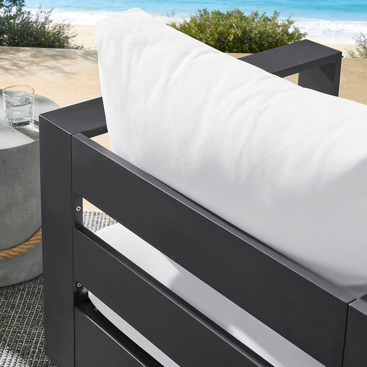 Tahoe Outdoor Powder-Coated Aluminum Swivel Armchair - Gray White